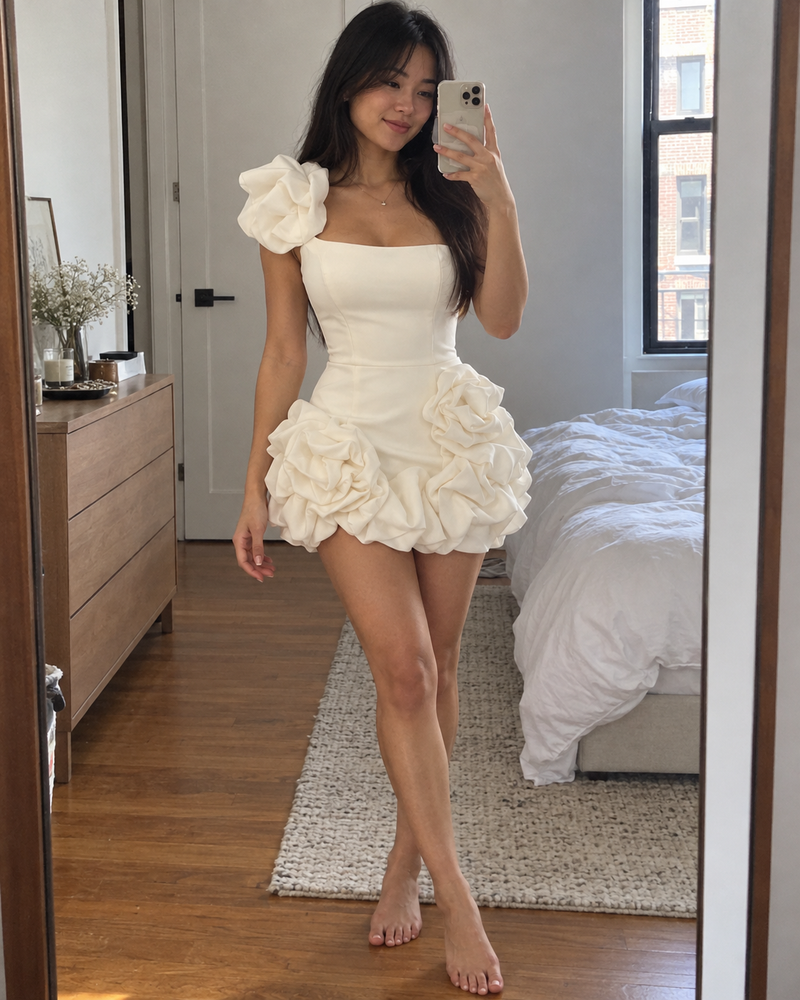 One-Shoulder Ruffle Mini Dress