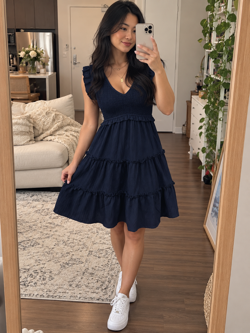 Ruffled V-Neck Dress