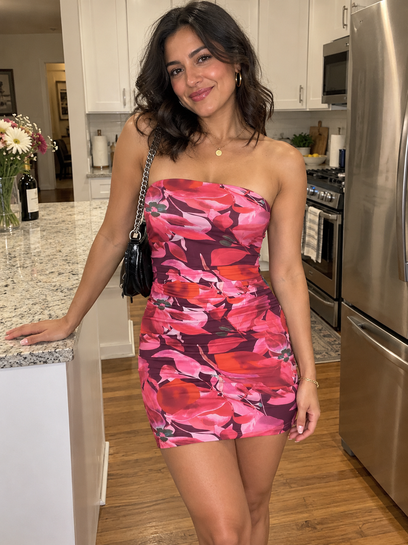 Strapless Tie-Dye Mini Dress