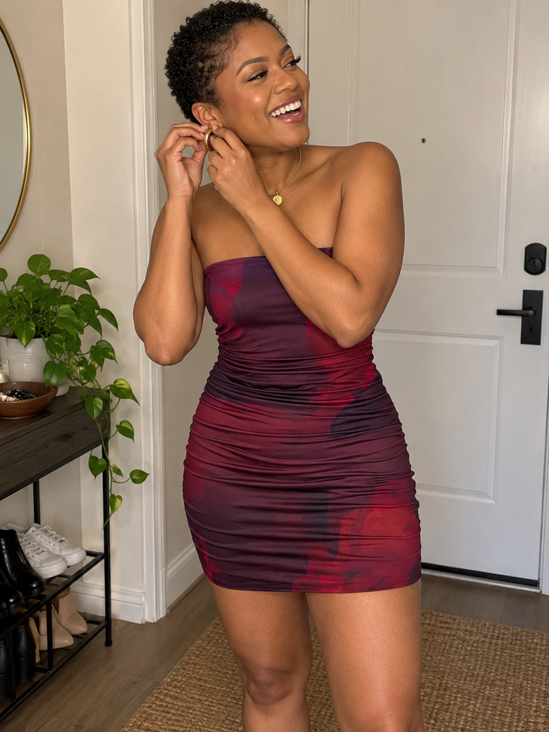 Strapless Tie-Dye Mini Dress